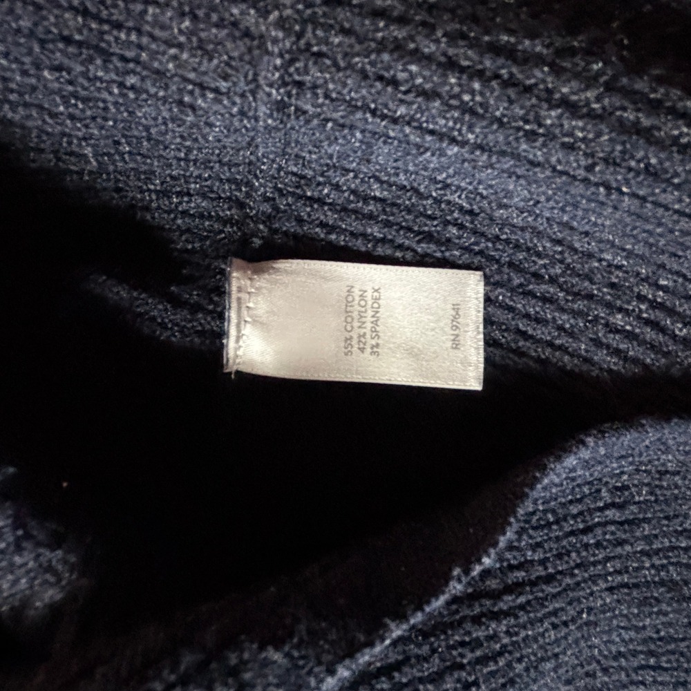 J. Jill Pure Jill Ribbed One-Pocket Sweater Womens Medium Tall Navy Blue Knit - Picture 4 of 8